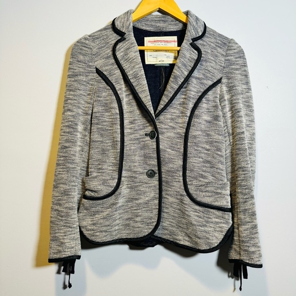 NWOT Anthropologie Cartonnier Navy Blue Button Front Knit Blazer - Picture 1 of 9